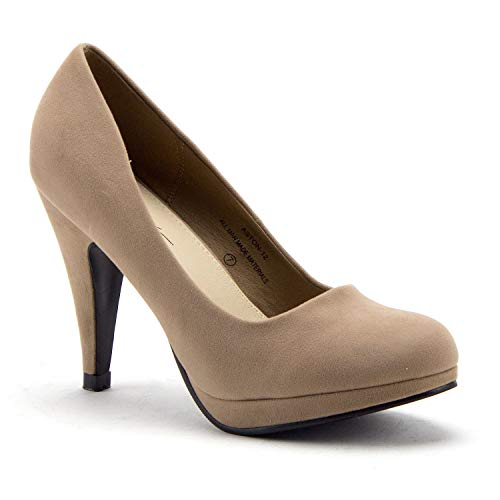 Women's Aston-12 Classic Round Toe Slip On Nude Suede Pumps Heels Dress Shoes Tan / 9 M US Women's Aston-12 Classic Round Toe Slip On Nude Suede Pumps Heels Dress Shoes Tan / 9 M US