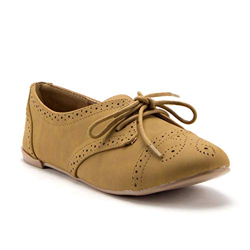 Women's Salya-748 Laser Cut Out Nubuck Lace Up Perforated Oxfords Shoes - Jazame, Inc.