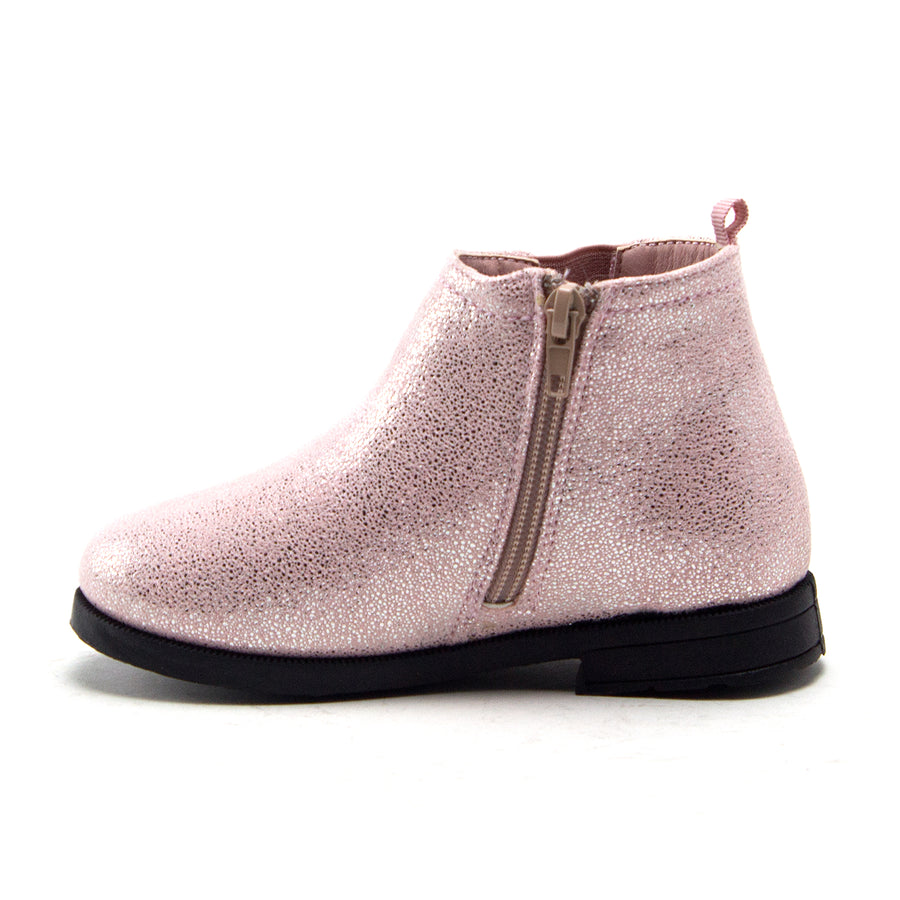 Little Toddler Girls' Ankle High Metallic Shine Booties Zipped Chelsea Dress Boots - Jazame, Inc.