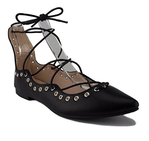Women's Danielle Lace up Ankle High Ballet Flats Shoes 9 D(M) US / Black Women's Danielle Lace up Ankle High Ballet Flats Shoes 9 D(M) US / Black