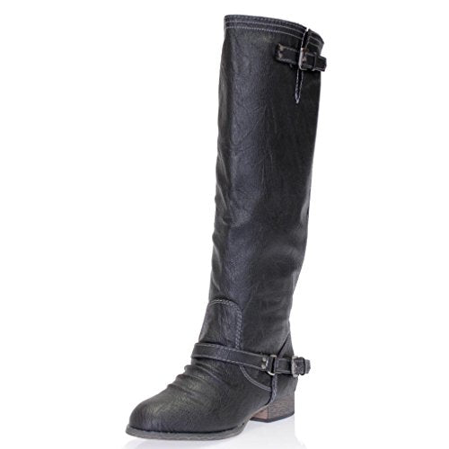 Women's Outlaw-11 Knee High Ankle Strap Tall Riding Boots - Jazame, Inc.
