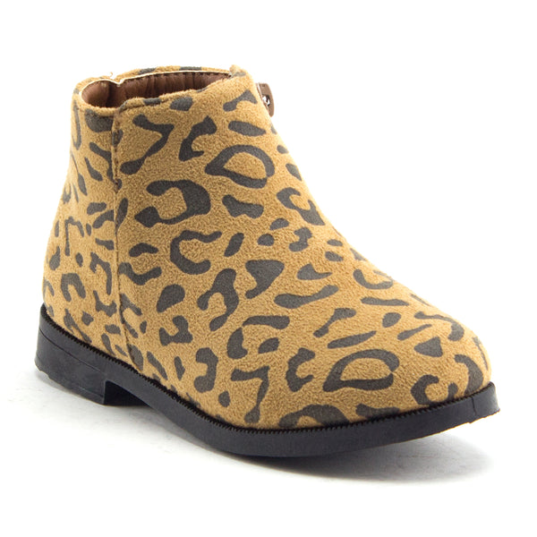 Little Toddler Girls' Ankle High Leopard Print Booties Zipped Fashion Dress Boots - Jazame, Inc.