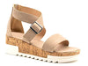 Women's Treaded Chunky Cork Ankle Strap Zipped Flatform Platform Sandals