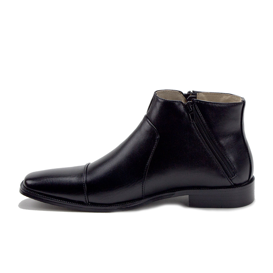 Men's 38893 Leather Lined Double Zip Cap Toe Dress Ankle Boots - Jazame, Inc.